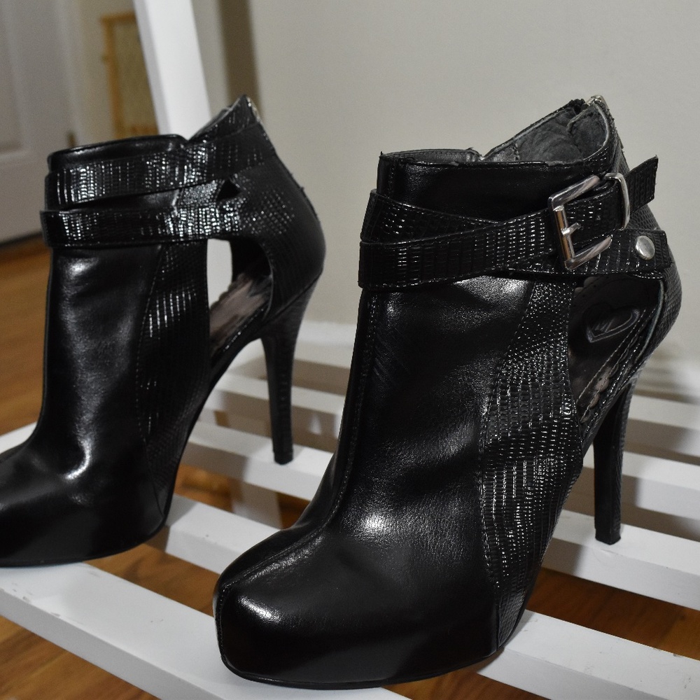 MADELINE Black High Heel Ankle Boots